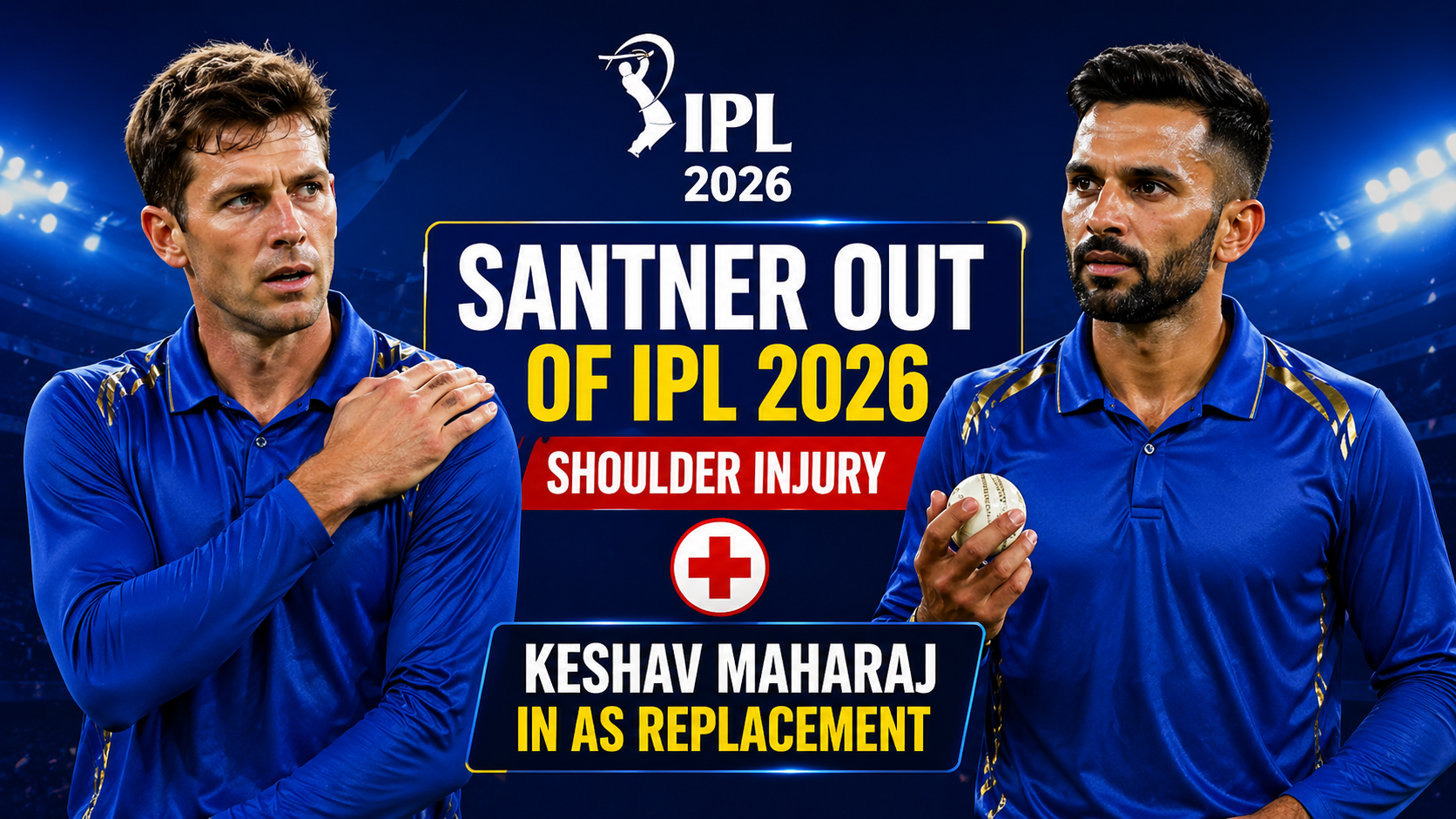 Mitchell Santner Ruled Out of IPL 2026 with Shoulder Injury; Keshav Maharaj Named Replacement