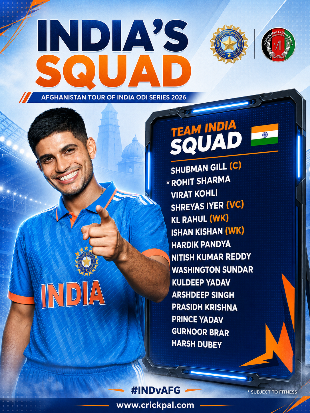 Prince Yadav and Gurnoor Brar earn maiden India ODI call-ups for Afghanistan series