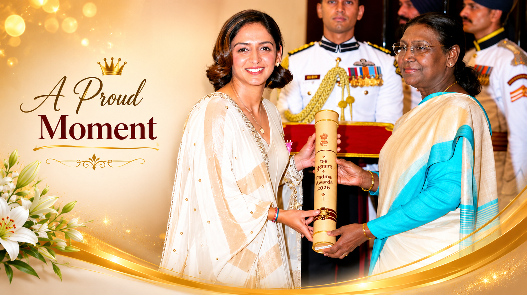 Harmanpreet Kaur receives Padma Shri from President Droupadi Murmu after historic World Cup triumph