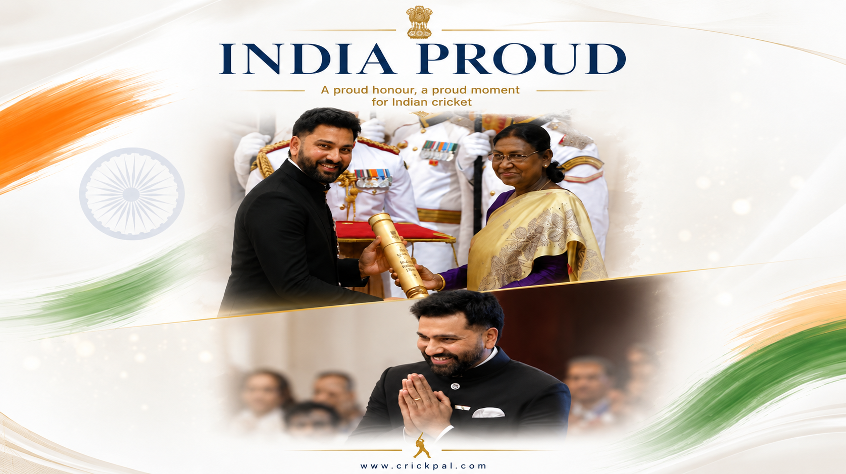 Rohit Sharma conferred the Padma Shri by President Droupadi Murmu for his services to Indian cricket