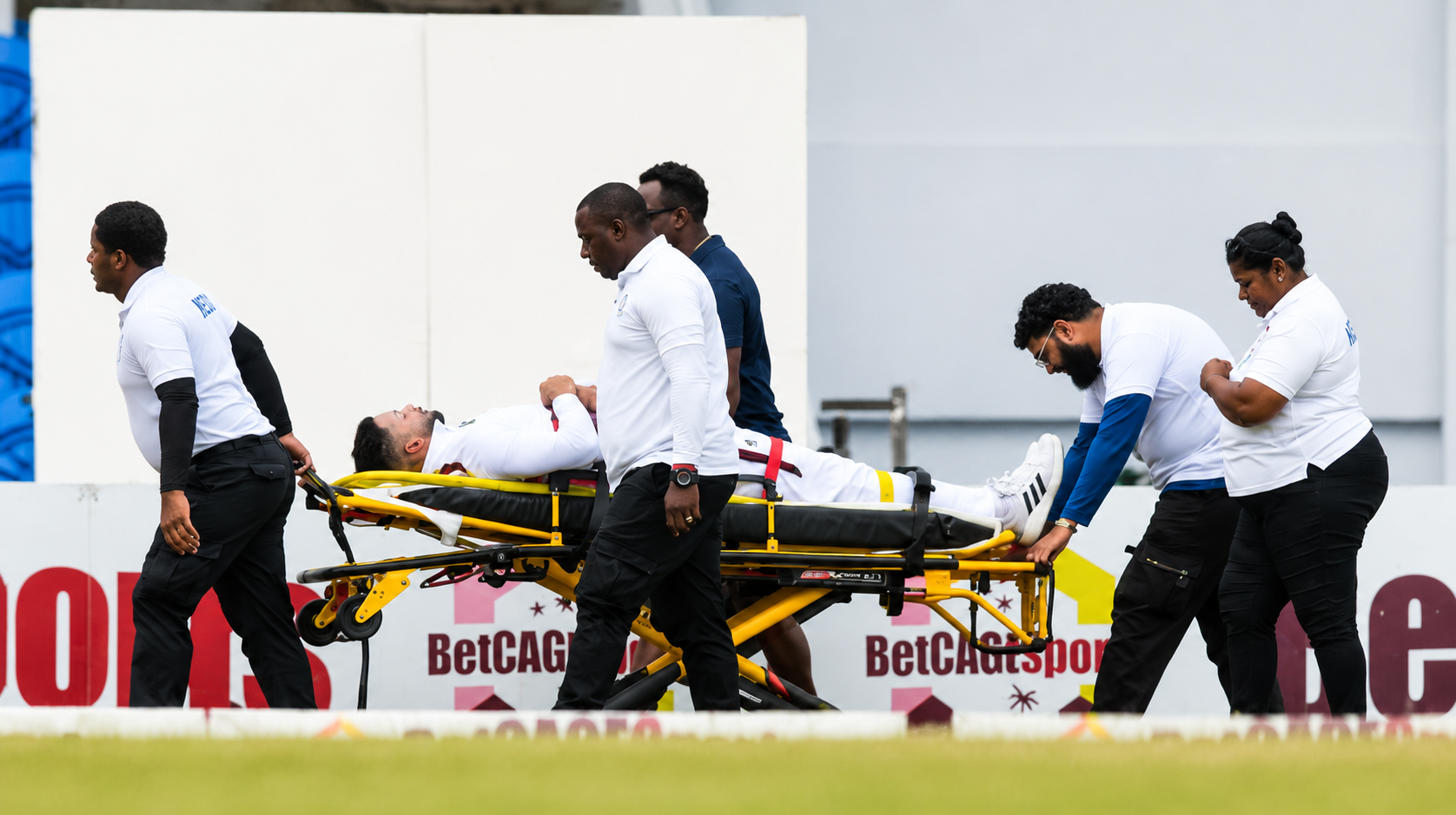 Brilliance turns to agony: King stretchered off moments after his stunning run-out of Babar